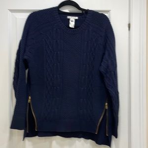 Cabi Navy Sweater XL 899 Gold Zipper Detail